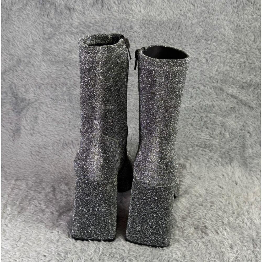 Abound Steffie Platform Boot Women's Silver Knit Ankle Bootie Size 6.5 Gogo - Picture 7 of 9